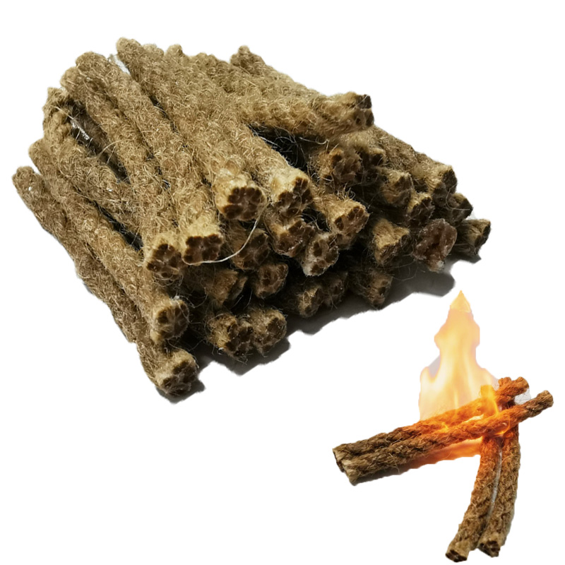 Fire Starting Kit - Outdoor Mini Wax Hemp Rope Portable