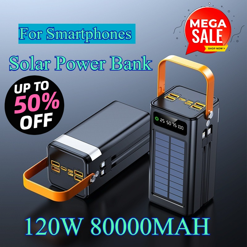 80000mAh Solar Power Bank 120W - Solar Emergency Charger recension och pris