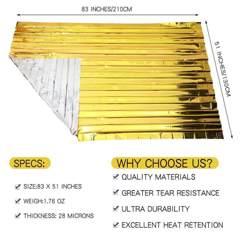 130x210cm Heavy‑Duty Mylar Foi - Survival Blanket Reflective recension och pris