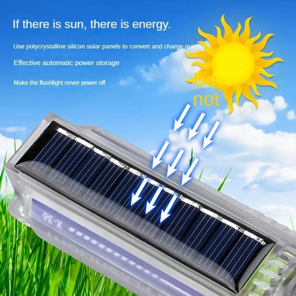 Powerful LED Flashlight With S - Solar Emergency Charger recension och pris