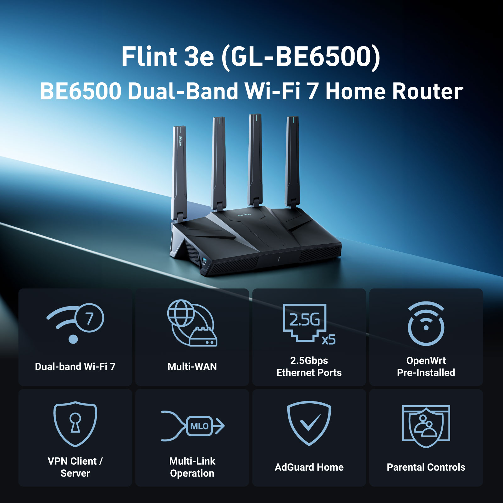 GL.iNet GL-BE6500 (Flint 3e) D - Fire Starting Kit recension och pris